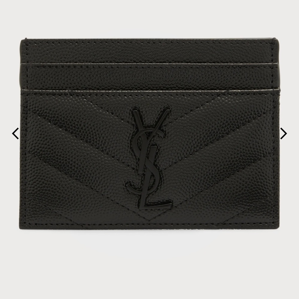 YSL Monogram Card Case in Grained Leather